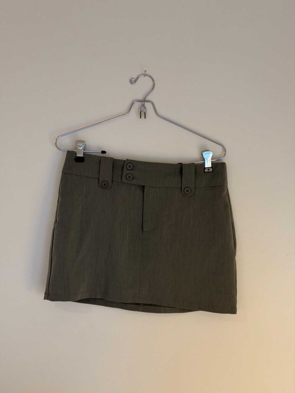 Princess Polly Olive Green Button-Waist Mini Skirt